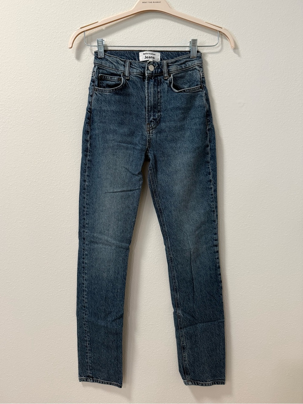 Reformation Blue High-Rise Straight Jeans
